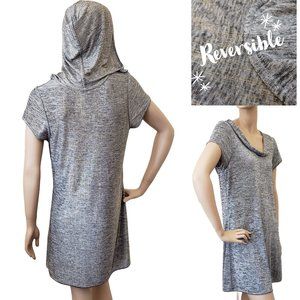 Dotti Reversible Metallic Shimmer Hoodie Dress SZ S